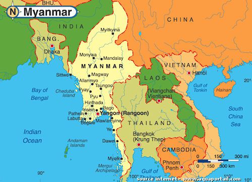 Le nom officiel de la Birmanie est le Myanmar. 